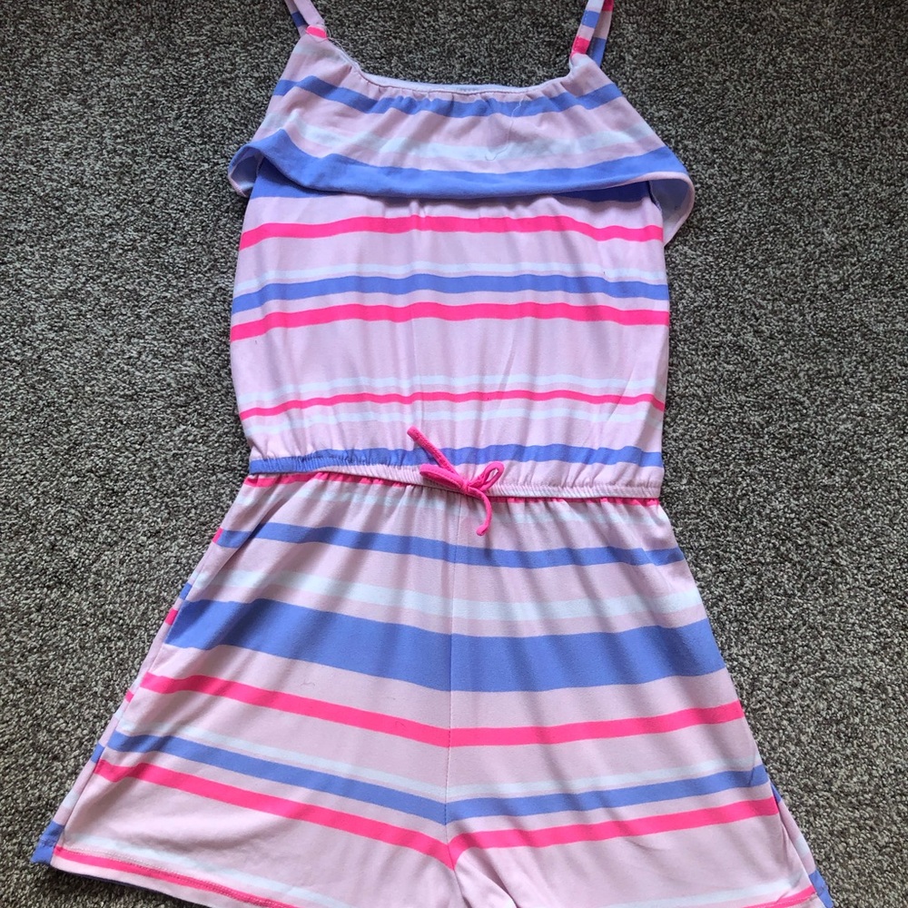 Striped Pink and Blue Kids Romper